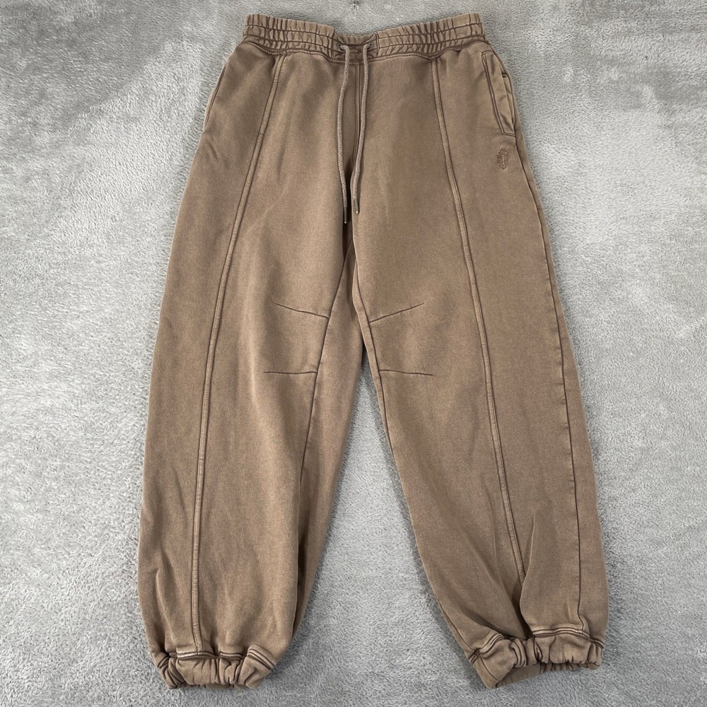 Free People Movement Joggers Womens Medium Brown Acid Wash Barrel Leg Sweatpants